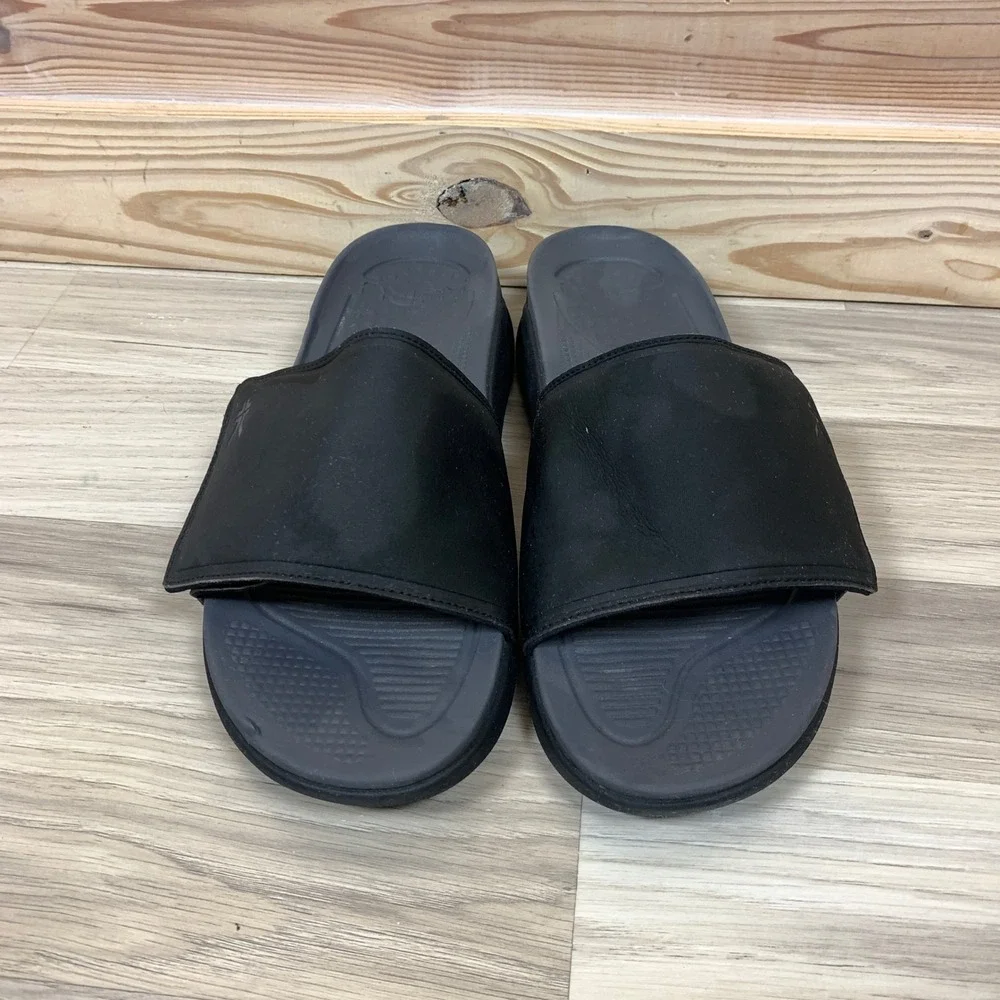 Kuru Slides Men 13 Black Gray Beach Walking Outdoor Slip On Sandals Ortho Beach